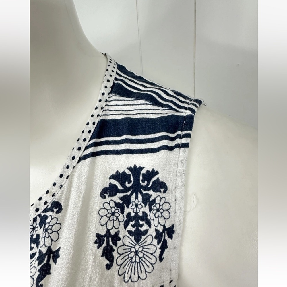 Lucky Brand Women’s Polka Dots Peasant Dress size Large L White Navy - Picture 8 of 14